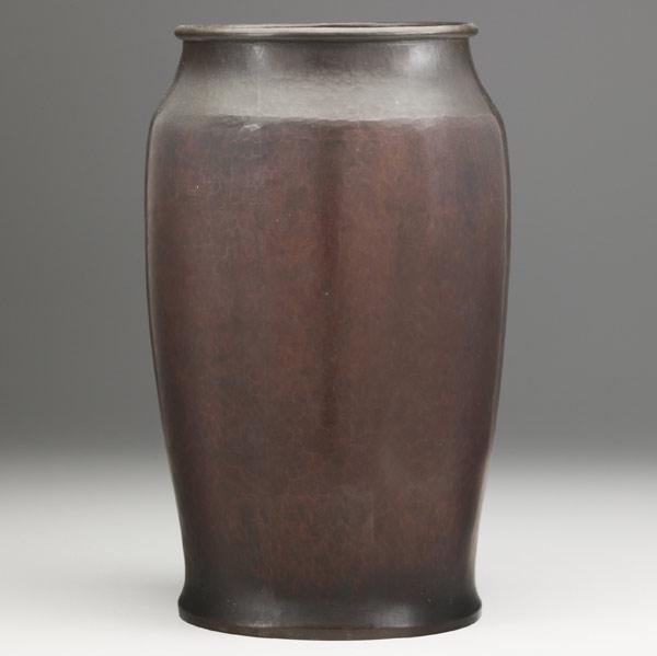 Appraisal: DIRK VAN ERPHammered copper vase with reddish patinaStamped DIRK VAN