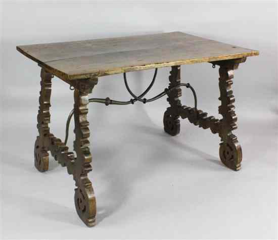 Appraisal: A walnut centre table Spanish mid th century with a