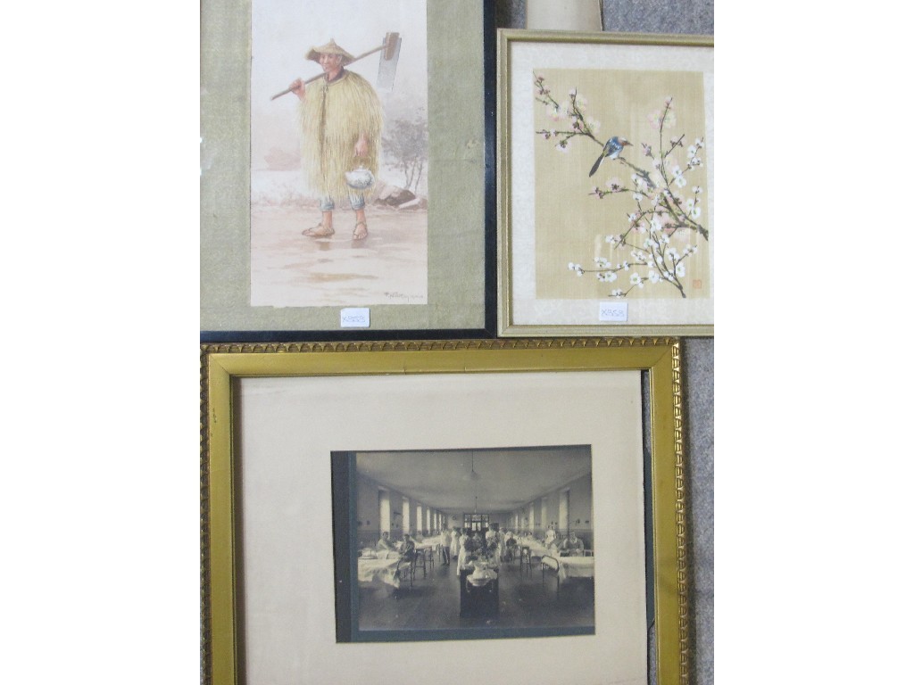 Appraisal: Lot comprising two oriental watercolours and a photograph