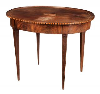 Appraisal: Neoclassical Inlaid Mahogany Oval Center Table Continental early th century