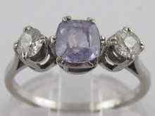 Appraisal: A white metal tests platinum mauve sapphire and old brilliant