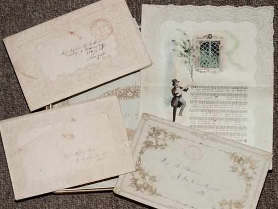 Appraisal: 's handwritten Valentines and prose one with color illus song