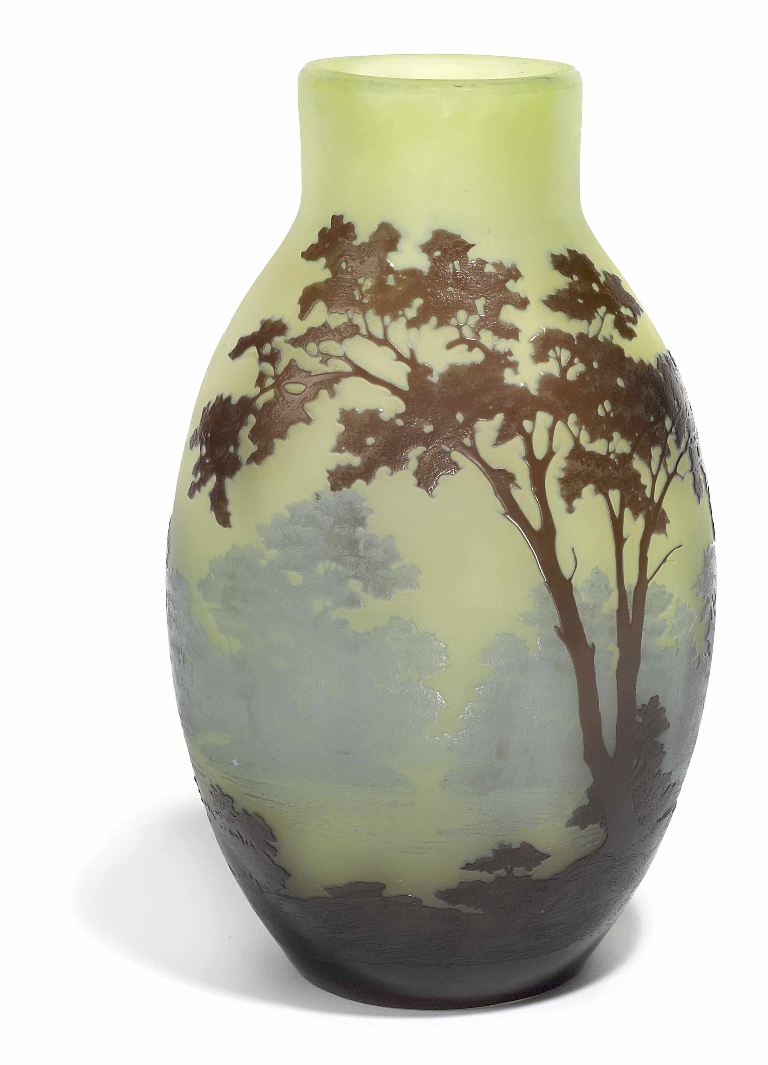 Appraisal: A Gall cameo glass landscape vase circa signed Gall in