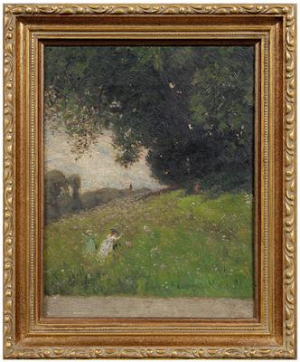 Appraisal: Painting attributed to James Pattison landscape with children on a