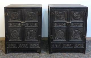 Appraisal: Pair Zitan Cabinets Pair Zitan Cabinets Featuring two outward opening