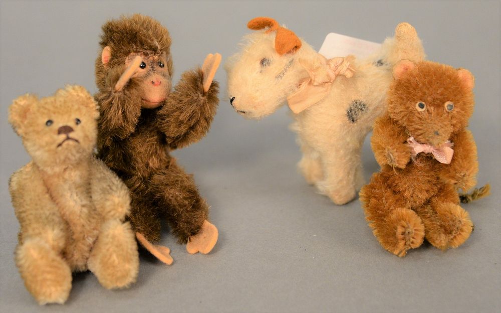 Appraisal: Four miniature stuffed animals to include two mohair bears with