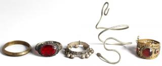 Appraisal: Middle Eastern Metal Bracelets Some mounting faux jewels Largest diameter