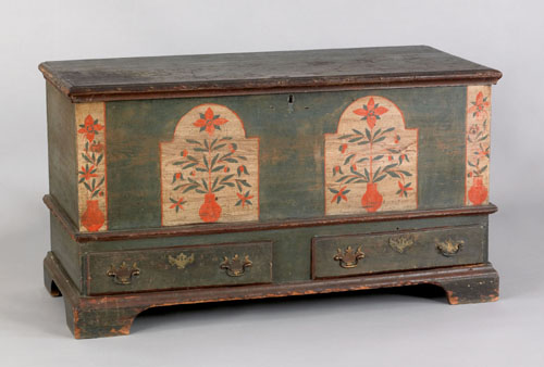 Appraisal: Pennsylvania painted poplar dower chest late th c probably Berks