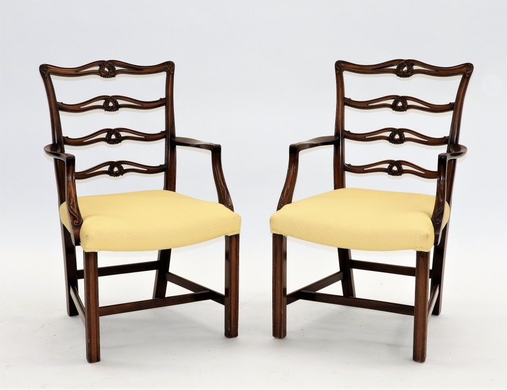 Appraisal: PR AMERICAN MAHOGANY RIBBON BACK ARM CHAIRS United States Circa