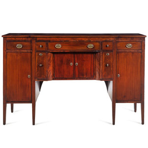 Appraisal: A Federal Mahogany Breakfront Sideboard th Century Height x width