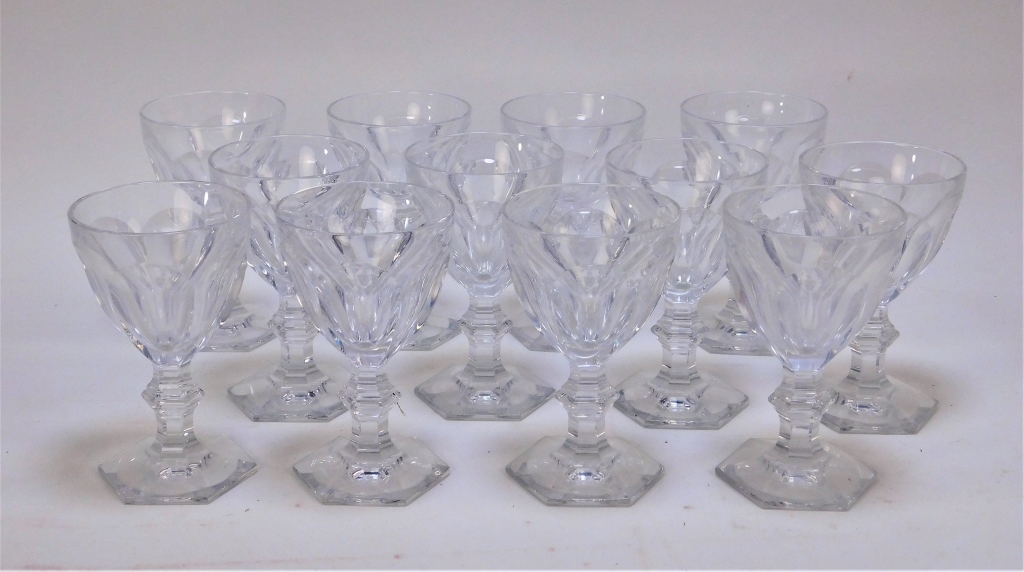 Appraisal: SET BOXED BACCARAT HARCOURT WHITE WINE GLASSES France th CenturyFrom