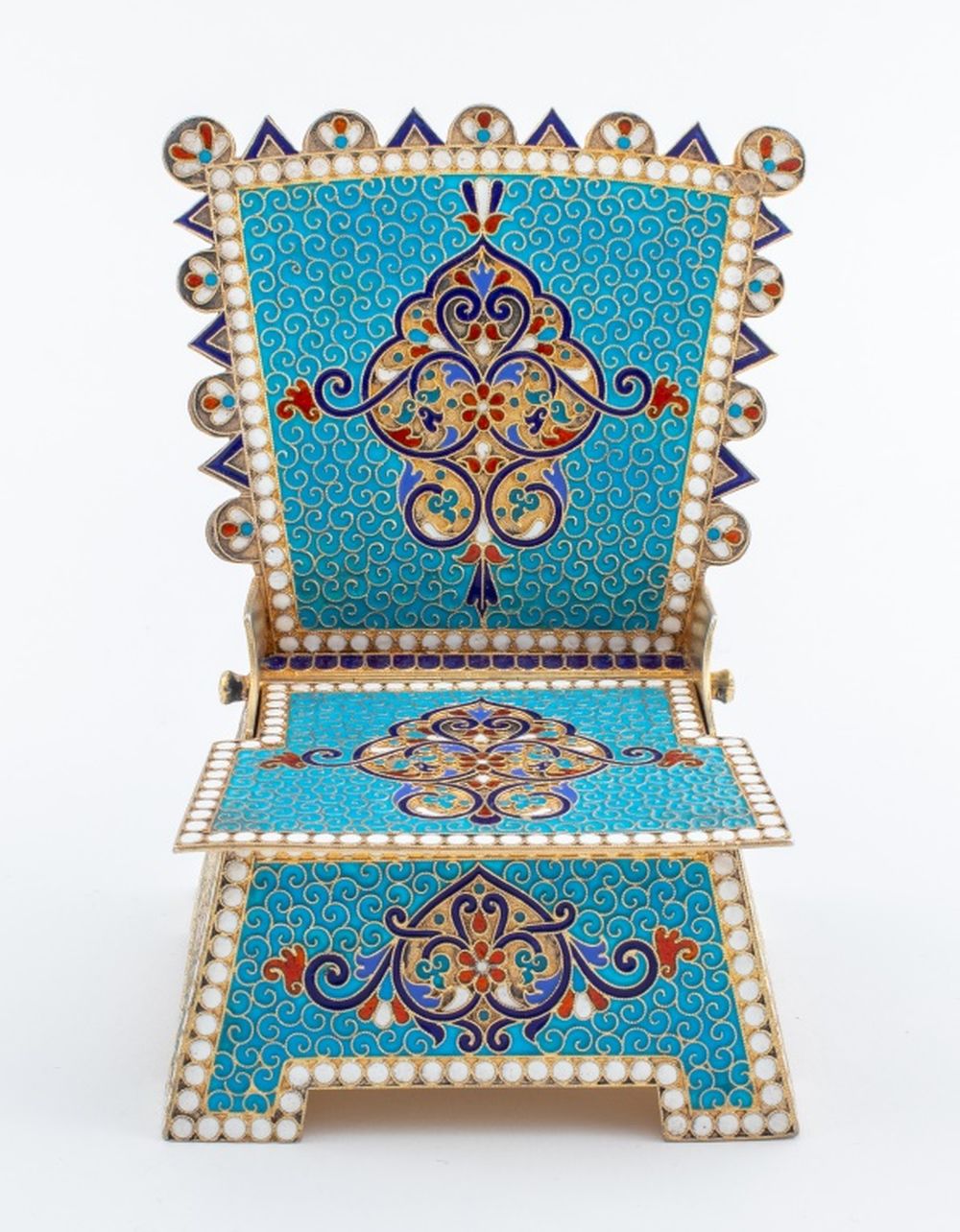 Appraisal: G KLINGERT RUSSIAN SILVER GILT ENAMEL SALT THRONE Russian Silver