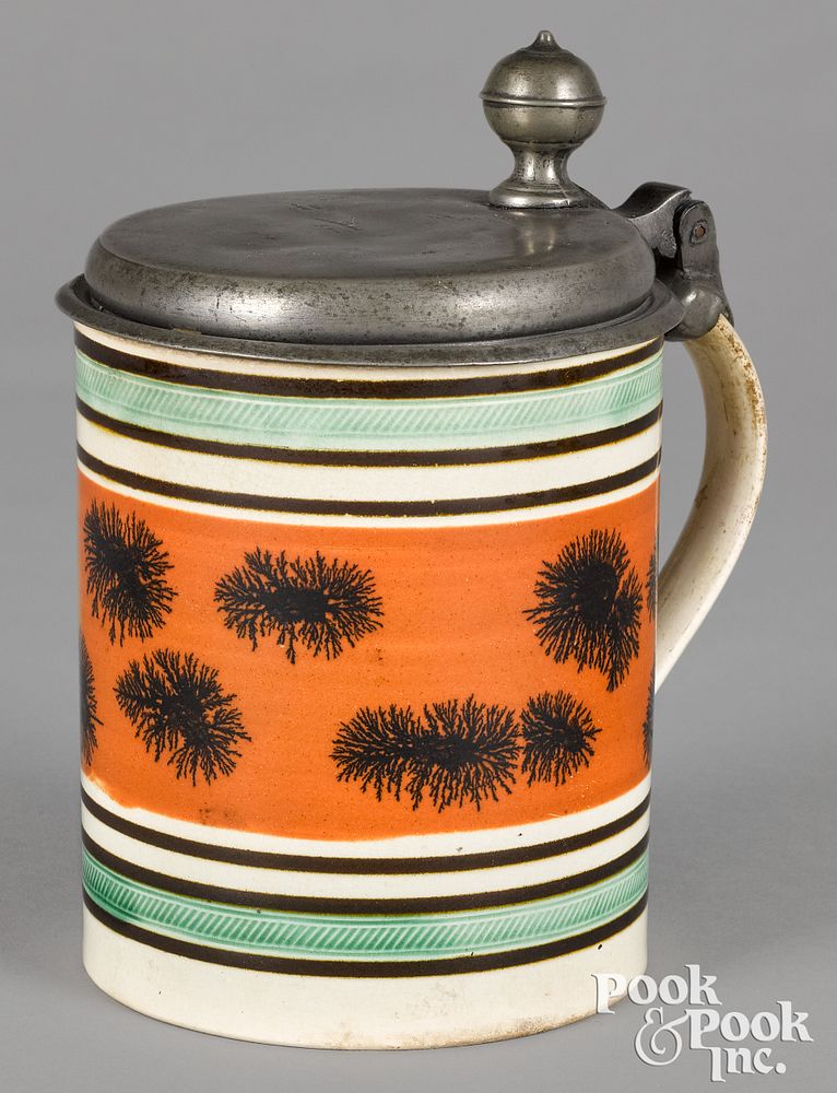 Appraisal: Mocha tankard with seaweed decoration Mocha tankard with seaweed decoration