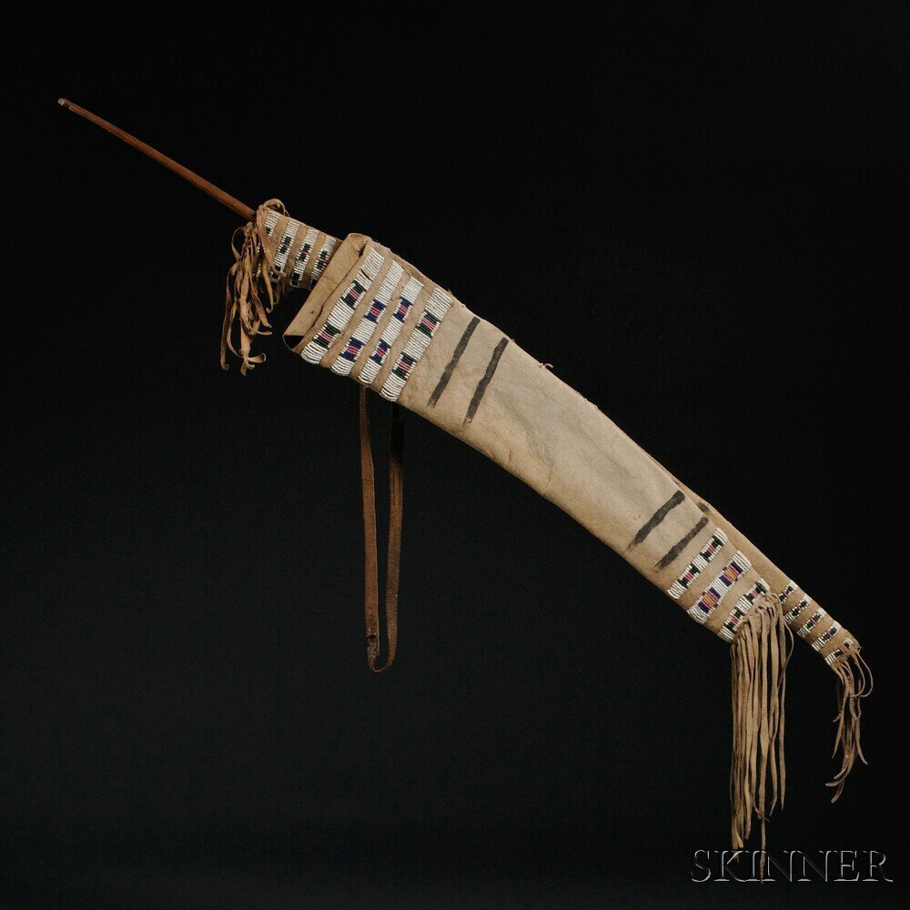 Appraisal: Rare Plains Pony Beaded Bowcase and Quiver c mid- th