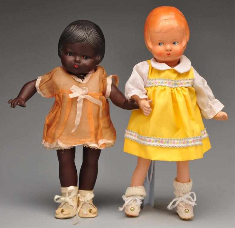 Appraisal: Two German Composition Patsy-Type Dolls Description Both with all composition