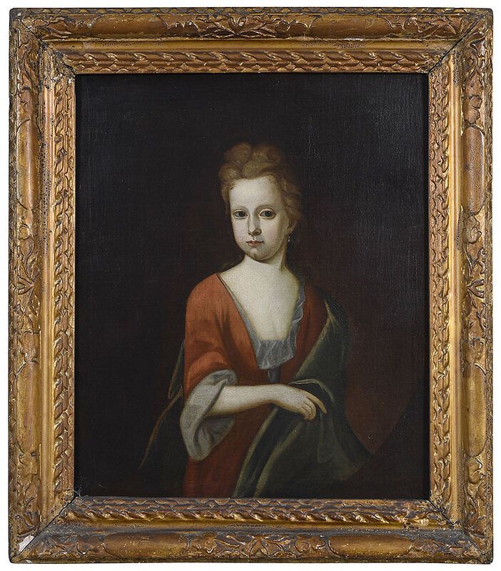 Appraisal: British School Portrait th century Young Lady in Red Dress