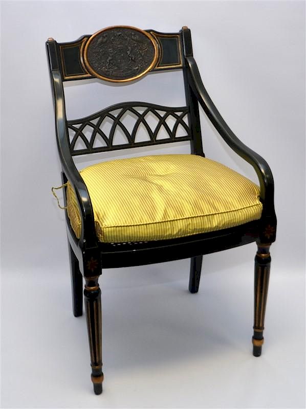 Appraisal: REGENCY STYLE DIRECTOIRE CHAIR LION UNICORN A Regency Style Directoire