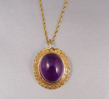 Appraisal: CT AMETHYST PENDANT K yellow gold pendant contains one oval