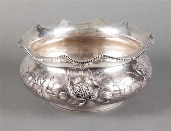 Appraisal: American Art Nouveau style repousse sterling silver bowl International Silver