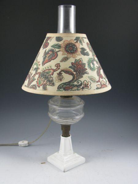 Appraisal: Pattern Glass Table Lamp converted fluid lamp with milk glass