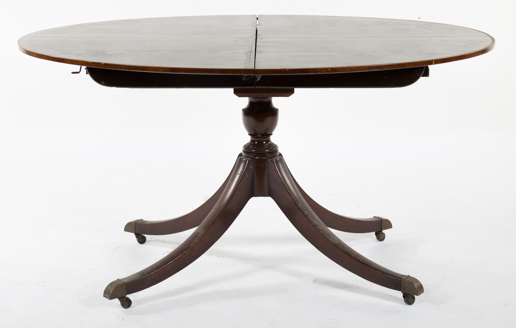 Appraisal: George III style inlaid mahogany dining table th century two