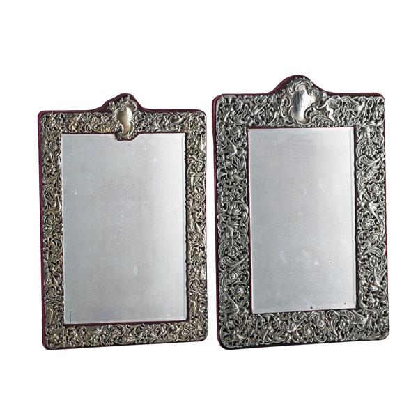 Appraisal: TWO DOMINICK AND HAFF SILVER DRESSING MIRRORS Condition Report