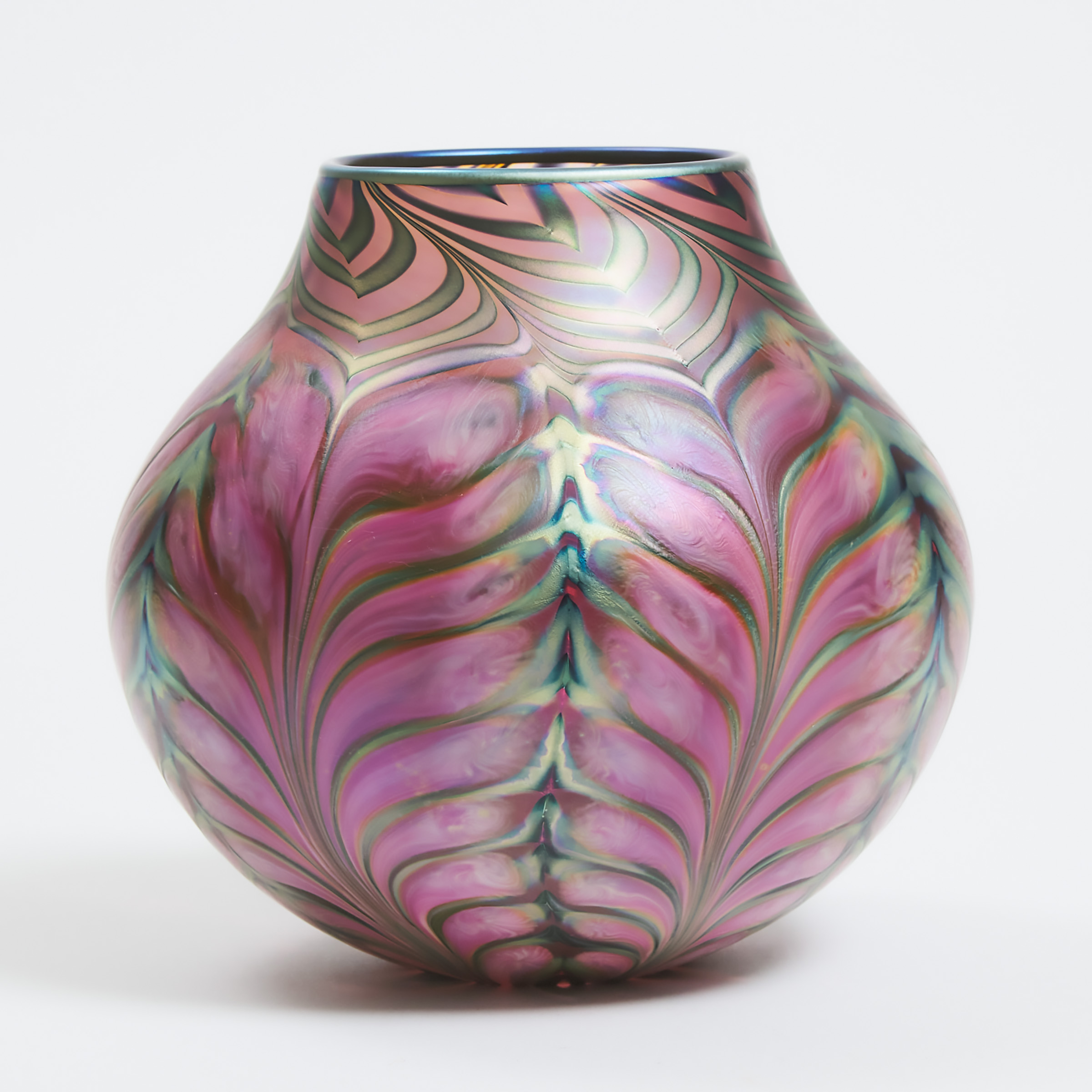 Appraisal: Daniel Lotton American b Iridescent 'Fern' Glass Vase height in