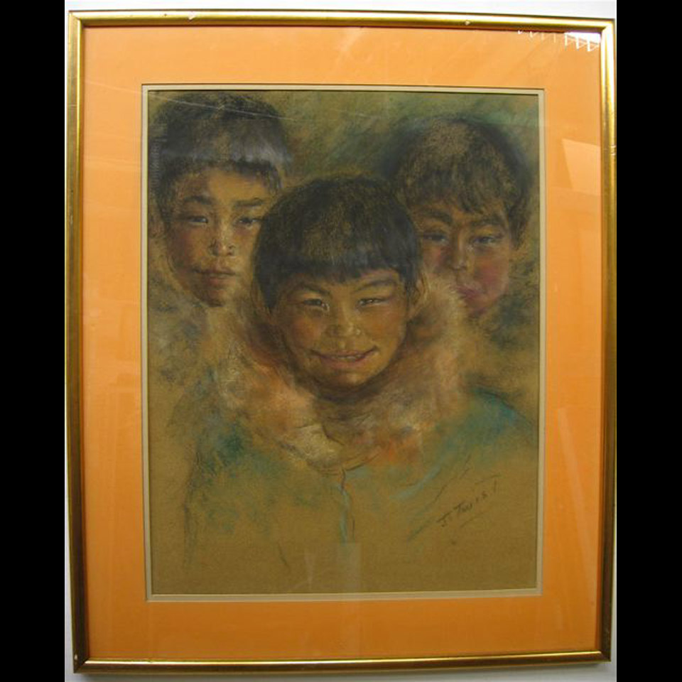 Appraisal: INUIT BOYS JEANNETTE JEAN HELEN TWIST - CANADIAN PASTEL Height