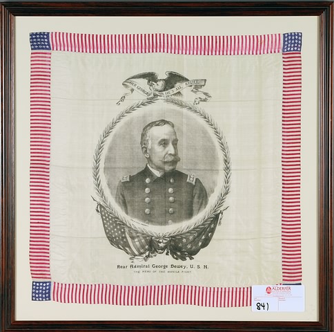 Appraisal: Framed Fabric Piece Rear Adm George Dewey Framed x