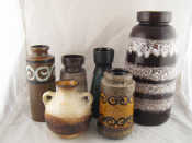 Appraisal: Six glazed ceramic vases all stamped W Germany probably 's