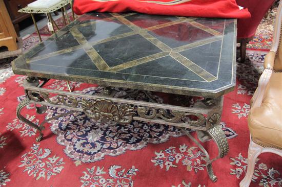 Appraisal: MAITLAND-SMITH OVERSIZED COFFEE TABLE Marble top with crosshatched decoration and