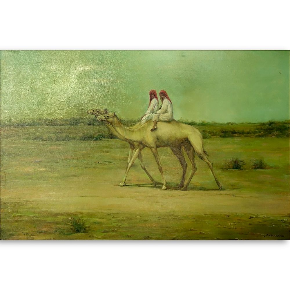 Appraisal: Orientalist School Oil On Canvas Camel Riders Orientalist School Oil