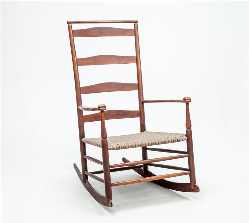 Appraisal: Shaker Type Ladder-Back Rocking Chair With woven seat x in