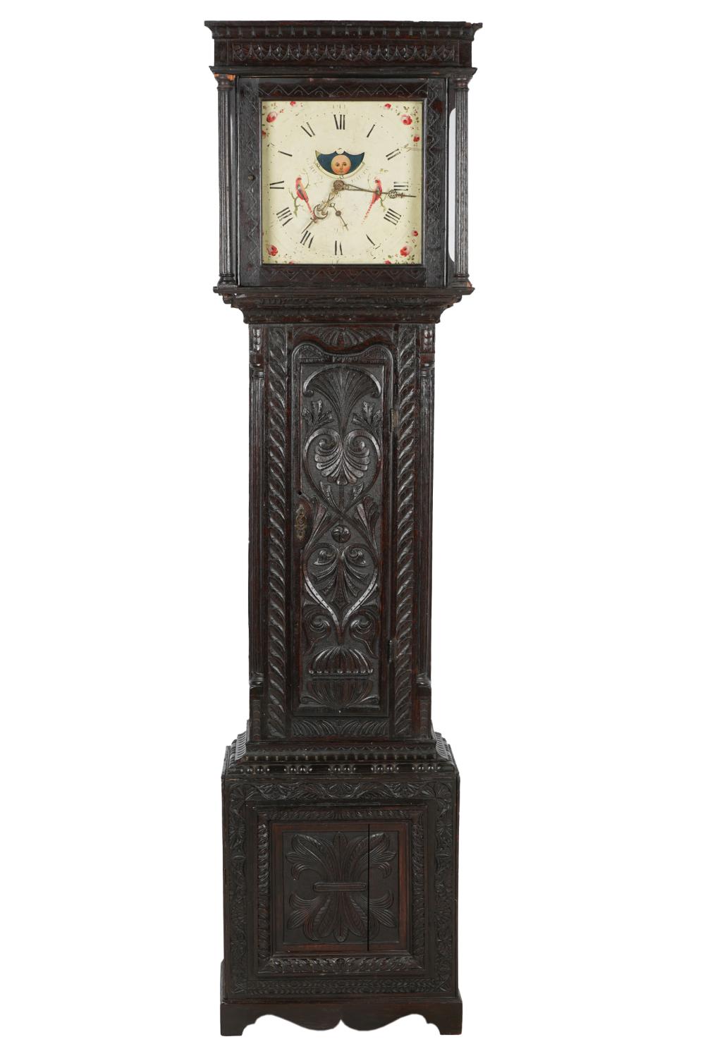 Appraisal: ENGLISH JACOBEAN STYLE OAK TALL CASE CLOCKsigned to dial G