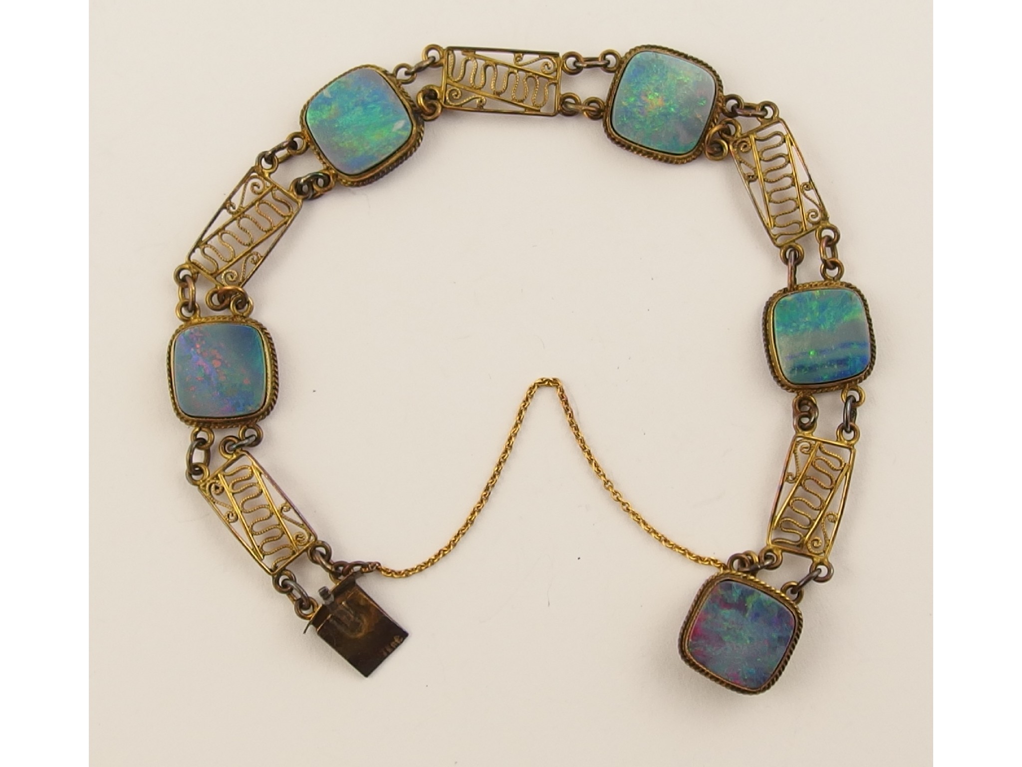 Appraisal: An opal doublet bracelet the clasp stamped krt