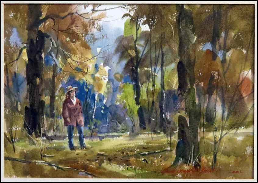 Appraisal: LOWELL ELLSWORTH SMITH AMERICAN - WALKING THROUGH THE WOODS Watercolor