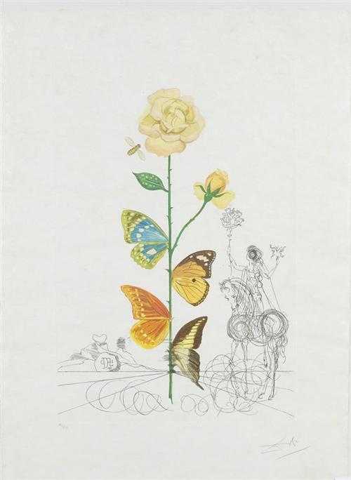 Appraisal: DALI SALVATOR Figueras - Cadaques Rosa papilio from Flordali Etching