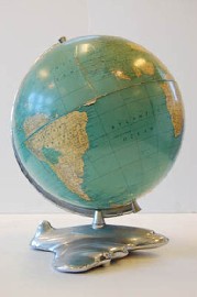 Appraisal: ART DECO WORLD GLOBE ON CHROME PLATED PLANE SHAPED STAND