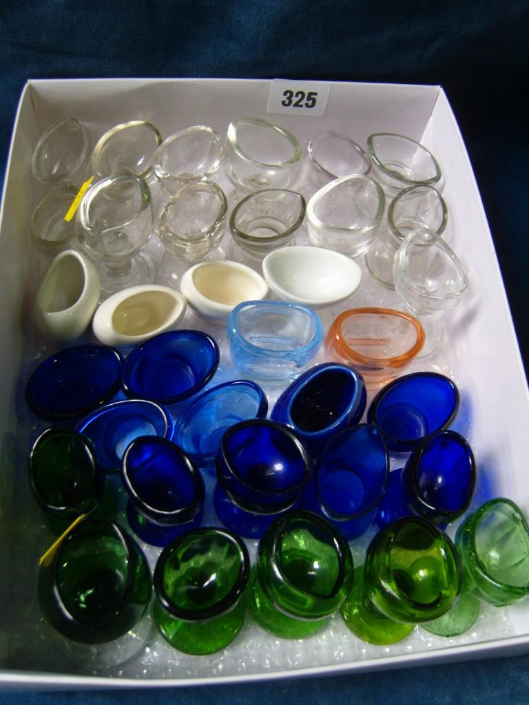 Appraisal: A collection of various glass and ceramic eye baths including