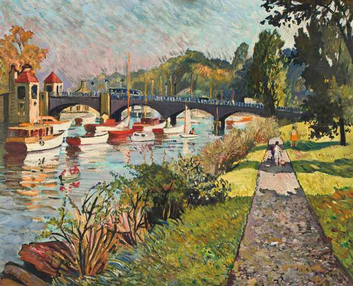 Appraisal: RICHARD HAYLEY LEVER American - A Stroll by the Bridge