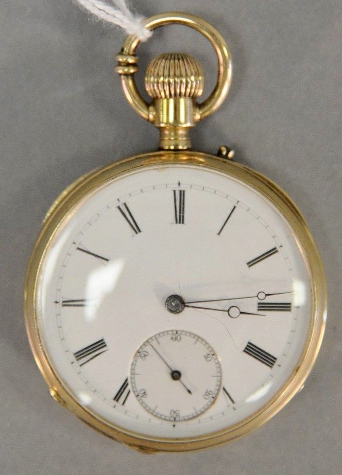 Appraisal: k gold open face pocket watch case marked E Bronner