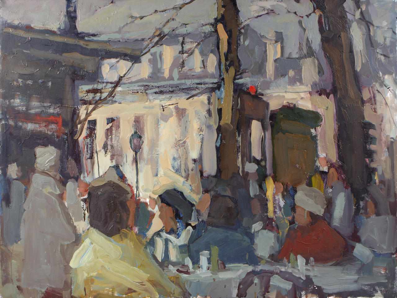 Appraisal: Si Chen Yuan - Cafe scene signed 'S C Yuan'oil