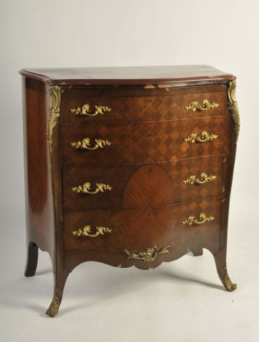 Appraisal: Louis XV Style French Four-Drawer Chest with Brass Pulls and