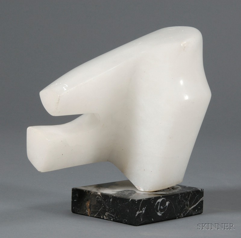 Appraisal: T Eguibar Sculpture Marble Abstract form in alabaster white on