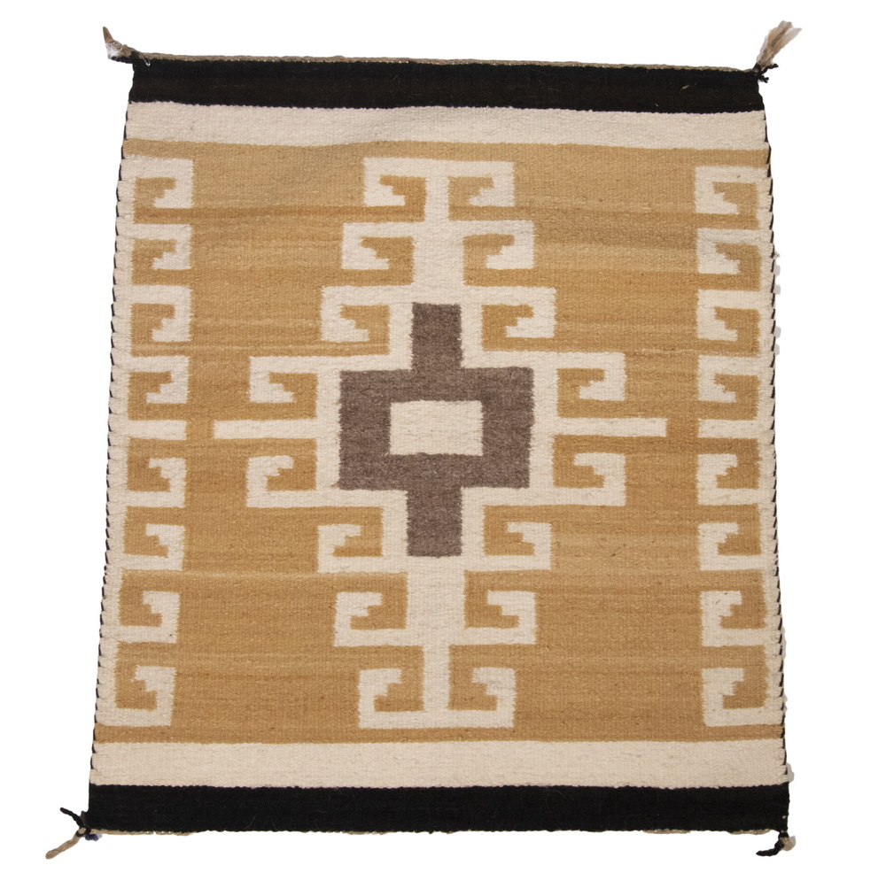 Appraisal: NAVAJO MAT Spring Rain Pattern with dark sand cross at