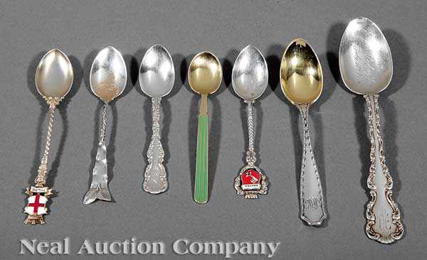 Appraisal: A Group of Sterling Silver Demitasse and Souvenir Spoons some