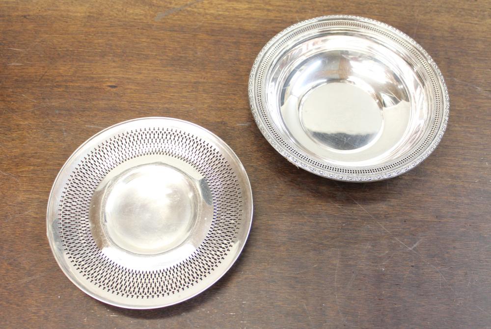 Appraisal: TWO STERLING SILVER HOLLOWWARE ITEMS comprised of circular bowl with