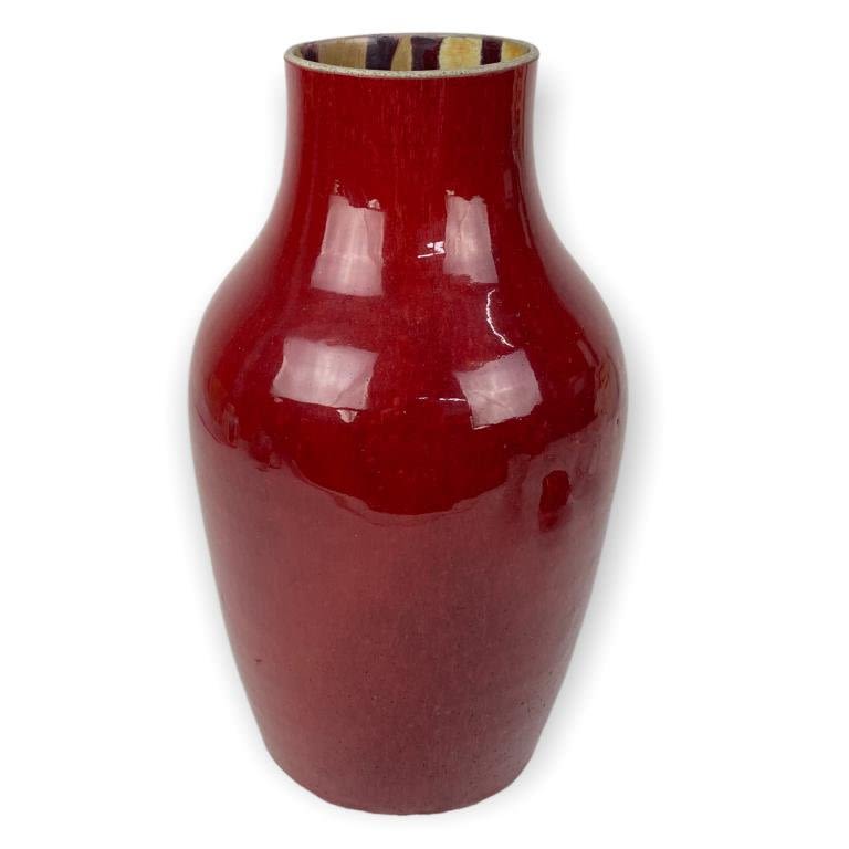 Appraisal: Chinese Oxblood Vase Tall Some loss to paint at rim