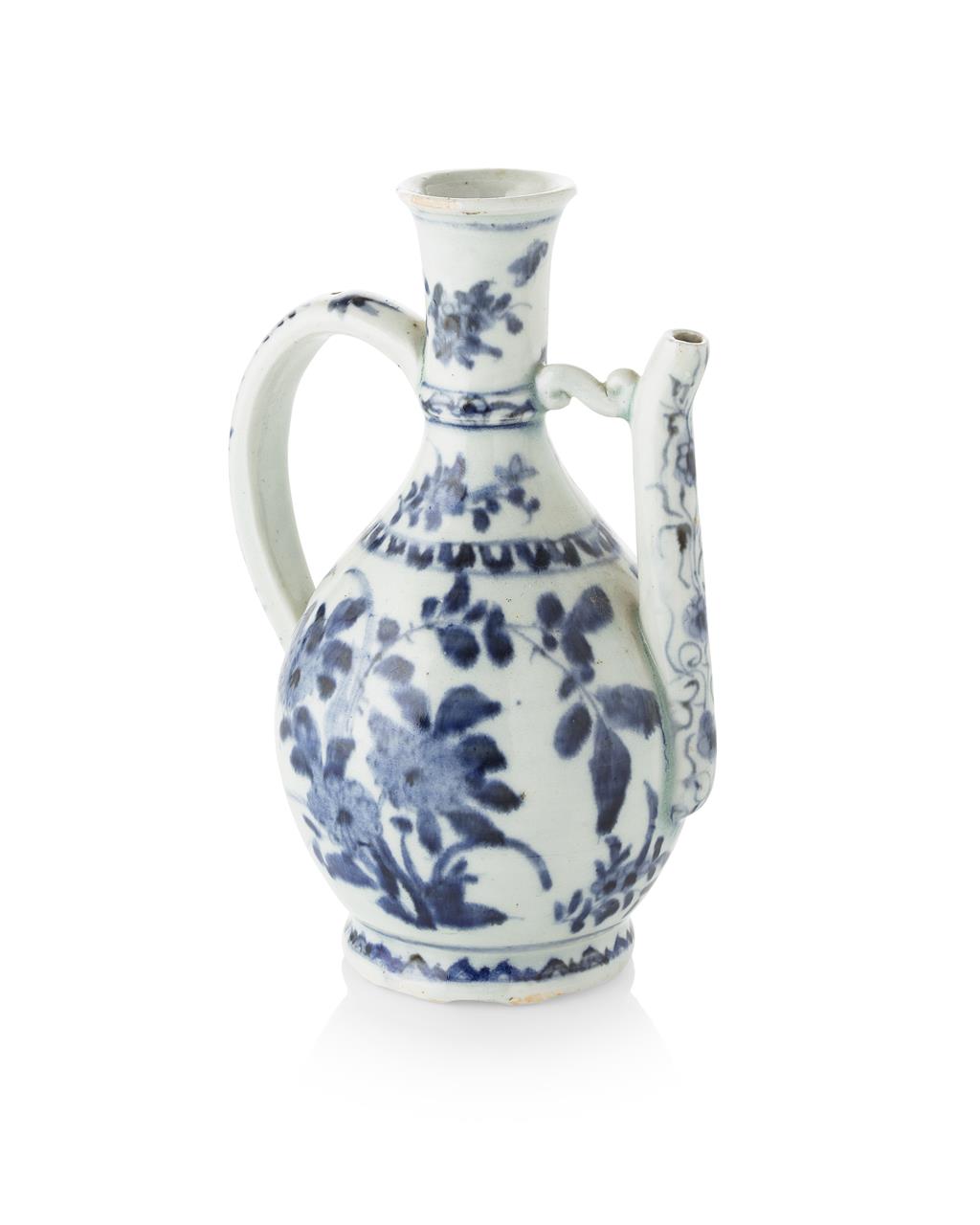 Appraisal: BLUE AND WHITE TRANSITIONAL EWER LATE MING DYNASTY of globular