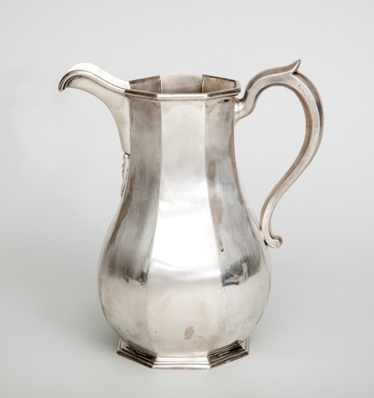 Appraisal: AMERICAN MONOGRAMMED SILVER OCTAGONAL PEAR-FORM WATER PITCHER Impressed 'G Boyce'